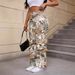Women's Printed Cargo Pants - Mid-Rise Stretch Denim With Artistic Floral Design (S-2XL, Comfort Fit For Work & Weekend)_mkmklike.com