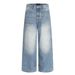 American Style Washed Vintage Loose Jeans For Men With Unique Pocket Design, Frayed Edges, And Wide-Leg Straight Pants_mkmklike.com