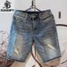 Summer Men's Korean Fashion Hole Baggy Denim Shorts Handsome Young Blue Cargo Jeans Shorts For Men_mkmklike.com