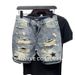Men's Trendy Ripped Denim Shorts Slim Fit Five Point Length Distressed Shabby Style For Cool Rebellious Look Online Popular_mkmklike.com