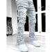Men's Patchwork Stretch Jeans – Trendy Layered Straight-Leg Design, Light Blue/Pink/Khaki/Black, Comfort Fit (S-XXL)_mkmklike.com