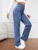 K Stretch Denim Fashion Straight Leg Pants Long High Waist Jeans For Women_mkmklike.com