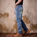 European Men's Slim Fit Jeans Stretch Sky Blue Embroidered Straight Leg Casual Trousers mid Waist Long Jeans for Men_mkmklike.com