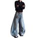Men's Clothing Men's American Retro Washed Loose Straight Leg Jeans Trendy Wide Leg Floor Length Trousers Style For Formal & Casual_mkmklike.com