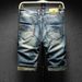 Suitable For All Seasons Suitable For All Seasons High-Quality Spring/Summer New Ripped Denim Men's Stretch Trendy Slim Fit Five-Point Shorts_mkmklike.com