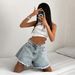 Women's Clothing Denim Shorts Hot Girl Jeans Loose Casual Pants Raw Edge Shorts_mkmklike.com