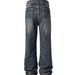 Men's Clothing 25 Autumn American Retro Blue Washed Distressed High Street Flared Jeans_mkmklike.com