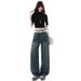 2026 Spring New Style Starry Rhinestone American Retro Straight Wide-Leg Jeans For Women, Loose High-Waisted Slimming_mkmklike.com