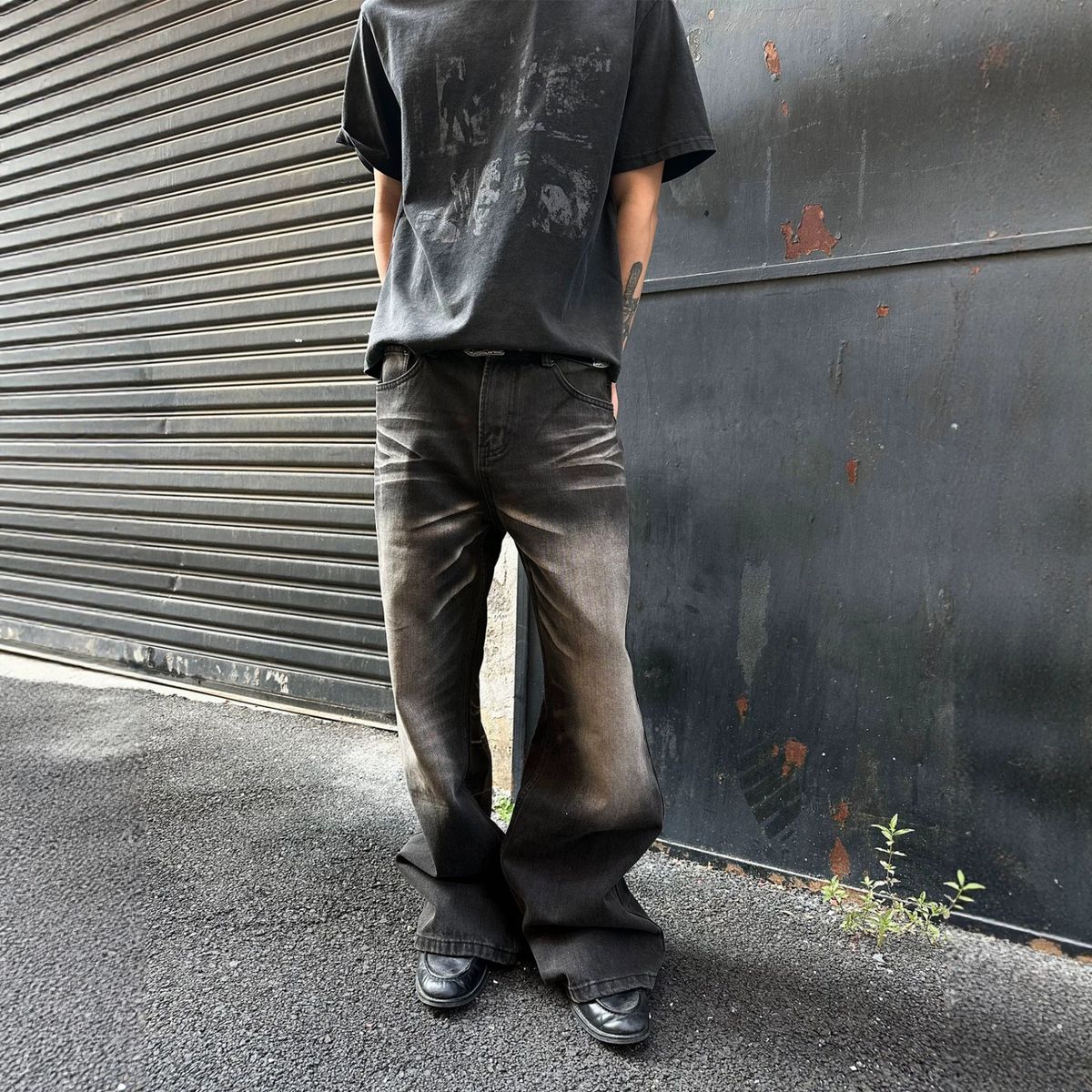 Men's American Retro Heavyweight Cleanfit Whisker Print Jeans Loose Fitting Casual Straight Leg Wide Leg Trousers_mkmklike.com