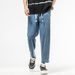 Tencel Lyocell Jeans Men's Nine-Point Pants Washed Elastic Waist Microcone Version Elastic Eight Cylinder Xiansen K11 Denim Mi Kezhi Clothes_mkmklike.com