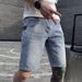 Men's Style Workwear Denim Summer Thin Casual Pants Plus Size Trendy Wide Leg Five Point_mkmklike.com