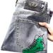 Men's Slim Fit Stretch Jeans With High-End Print & Rhinestone Design - Stylish Blue Denim Pants For Trendy Look_mkmklike.com