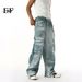 EF JEANS | 2025 Spring New Niche Heavy Industry Gradual Change Spray Color Do Old Multi Pocket Wide Leg Cargo Pants Tide_mkmklike.com