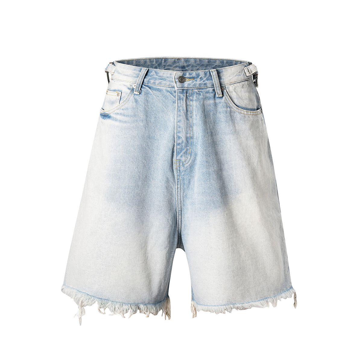 Men's Clothing European And American High Street Foreign Trade Best Selling Ins Style Washed And Worn Cat Whisker Hole Denim Shorts Jeans_mkmklike.com