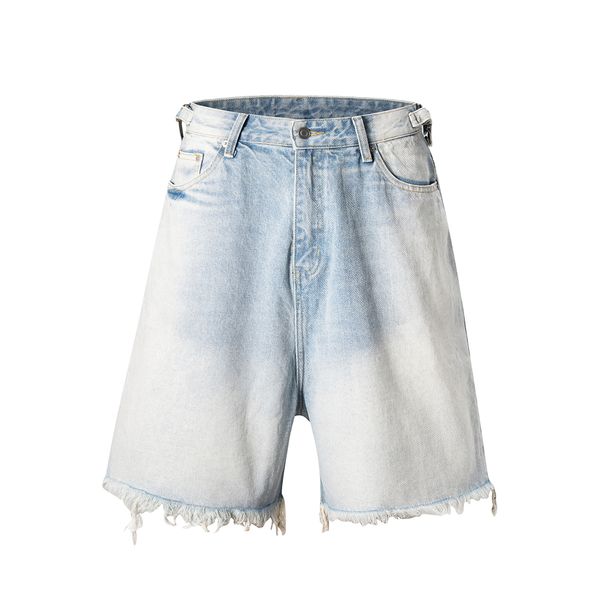 Men's Clothing European And American High Street Foreign Trade Best Selling Ins Style Washed And Worn Cat Whisker Hole Denim Shorts Jeans_mkmklike.com