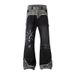 Men's Clothing Regular Trendy Teenagers High Street Graffiti Camouflage Patchwork Jeans Men And Women Spring And Autumn Trousers Zipper Trend_mkmklike.com