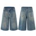 Men's Clothing & Archer0603 & Summer Versatile Men's Shorts High Street Capri Pants Distressed Wide Leg Whiskered Loose Jeans_mkmklike.com