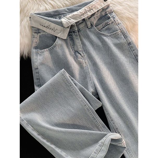 Women's Wide Leg Jeans Unique Design Turn Up Waist Loose Fit High Waist Straight Leg Slimming Petite Figures 2023 Style_mkmklike.com