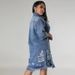 K Large Size Women's New Denim Ripped Tassel Short Sleeved Lapel Dress_mkmklike.com