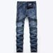 Men's Clothing Slim Fit Stretch Jeans Light Gray Zippered Printed Style Midweight Cotton Skinny Pants Machine Washable_mkmklike.com