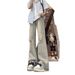 Men's Trendy Retro Flared Ripped Jeans Straight Leg Loose Fit Wide Leg Summer Style Washed Distressed High Street_mkmklike.com