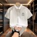 Men's Midweight Cotton Breathable Shirt Summer Short Sleeve T-Shirt White Casual Wear With Collar Print Machine Washable_mkmklike.com