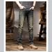 Men's Retro Stretch Denim Jeans Slim Fit Straight Leg Korean Style Casual Pants Black Gray Blue mid Waist Long Autumn Winter Trendy_mkmklike.com
