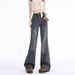 Spring New Trendy Deign Fahion Flared Jean For Women, High-waited Traight-leg Veratile Non-clingy Bell-bottom_mkmklike.com