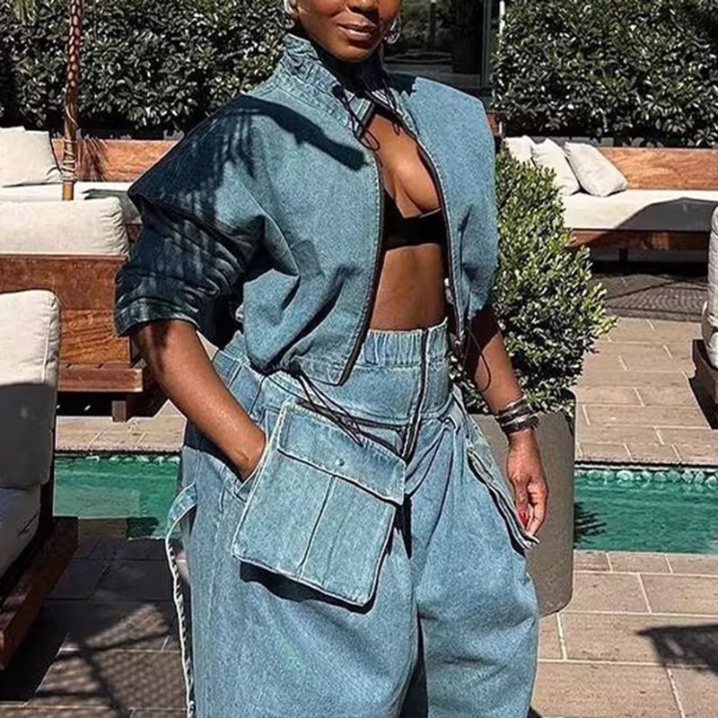 Women's High Waist Slim Fit Denim Jacket Workwear Style Niche Design Spring New Loose Short Jacket_mkmklike.com