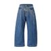 European And American High Street Washed Loose Wide Leg Pearl Full Diamond Stacked Jeans_mkmklike.com
