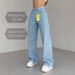 High Street plus Size Straight Leg Jeans for Women Fashionable Slim Fit Trousers Elegant Russian Cross Border Trade Style Spring Autumn_mkmklike.com
