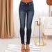 Women's Clothing Women's Mid Waist Contrast Stitching Denim Skinny Pants_mkmklike.com