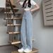 Premium Straight Jeans Women's 2026 Explosion Black Gray Wide Legs High Waist Loose And Thin Drape Pants Tide_mkmklike.com