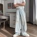 Men's Retro Washed Distressed Ripped Jeans Loose Straight Leg Casual Versatile Trousers_mkmklike.com