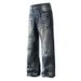 Men's Relaxed Fit Ripped Washed Jeans High Street Style Loose Straight Leg Floor Length Summer Pants_mkmklike.com