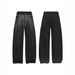 Plus Size Slimming Washed Denim Jeans Rhinestone Embellished Straight Leg Loose Fit Women's Spring/Autumn Solid Color Jeans_mkmklike.com
