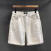 Men's Clothing High Street Jacquard Ripped Summer Loose Straight Retro Five Point Denim Shorts_mkmklike.com