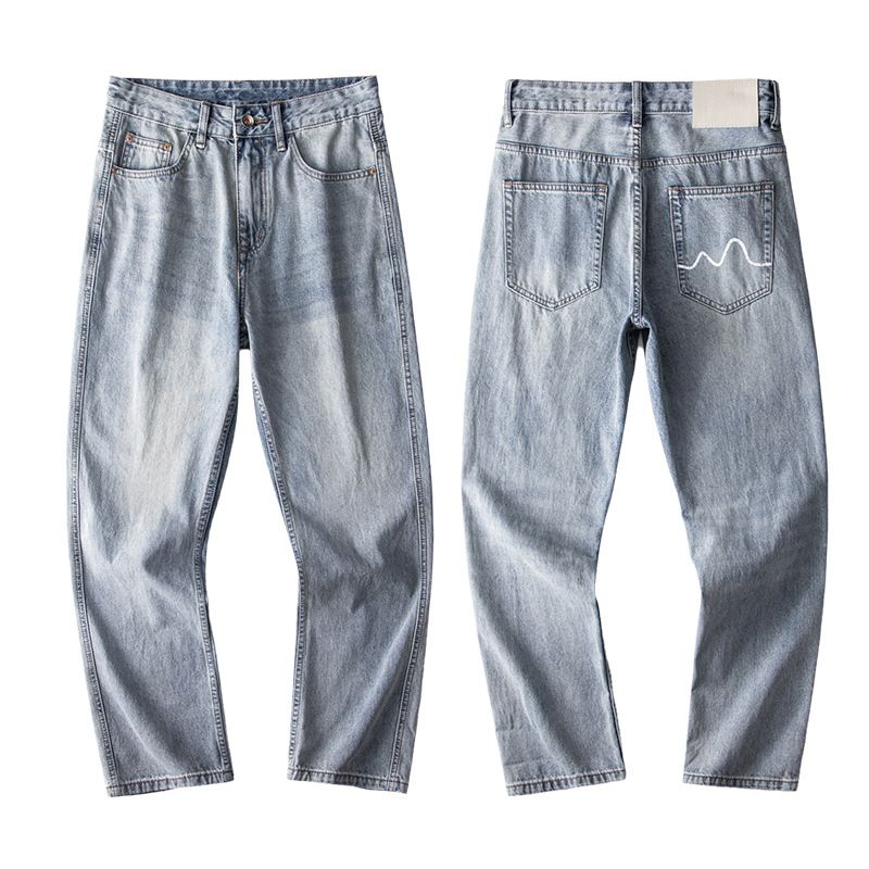 Men's Clothing & Archer0603 & American High Street Trend Brand Retro Jeans Men's Loose Straight Leg Printed Vibe Wide Leg Trousers_mkmklike.com