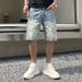 Men's Clothing Summer Denim Shorts Men's Trendy Brand Handsome Ripped Patch Shorts Embroidered New Pants Men's Straight Pants_mkmklike.com
