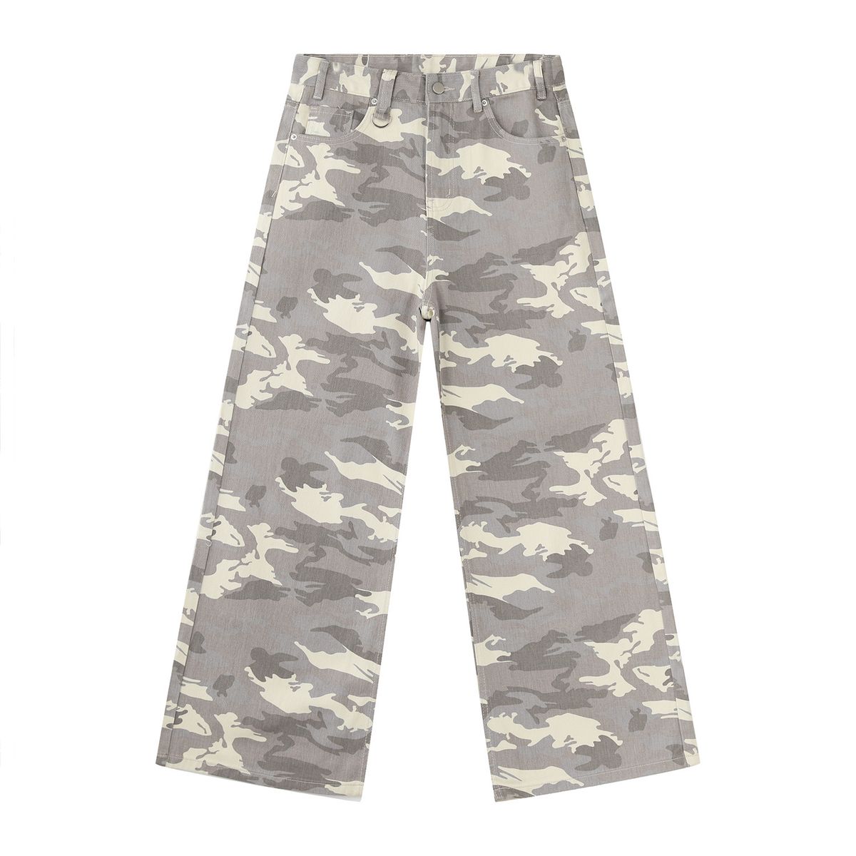 Men's Clothing Korean Oversized Straight-Leg Jeans – Vintage Washed, Relaxed Fit, Long & Flowy, No-Stretch Cotton Blend (Camouflage/Light Blue)_mkmklike.com
