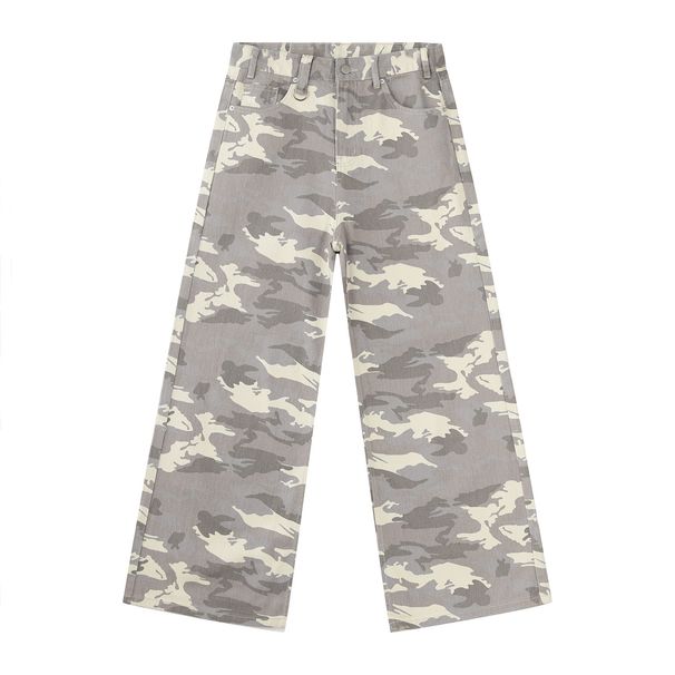 Men's Clothing Korean Oversized Straight-Leg Jeans – Vintage Washed, Relaxed Fit, Long & Flowy, No-Stretch Cotton Blend (Camouflage/Light Blue)_mkmklike.com