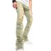 Men's Clothing New Retro Distressed Washed Jeans Men's Ripped Raw Edge Slim Fit Stretch Flared Pants_mkmklike.com