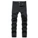Men's Slim Fit Ripped Knee Jeans - Vintage Washed Denim Pants With Comfort Stretch For Casual Wear_mkmklike.com