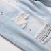 Men's Distressed Denim Shorts With Rip And Bleach Effects, Light Blue Casual Cargo Pocket Knee-Length Shorts For Street Style_mkmklike.com