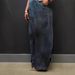 Women's Clothing Retro Distressed Washed Denim Jeans Reversed Waistband Regular Fit Spring/Autumn Solid England Fashion_mkmklike.com