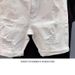 Men's Slim-Fit Distressed Denim Shorts White Wash Korean Street Style Ripped Details 5-Inch Summer Shorts Size 28-36_mkmklike.com