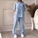 Women's Clothing 2 piece Set Large Size Cotton and Linen Shirt Set High Waist Loose Pants_mkmklike.com