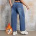 Trendy Fleece-Lined Relaxed Fit Straight Leg Jeans For Women – Comfortable & Warm Winter Casual Pants (Light Blue)_mkmklike.com
