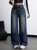 Women's Clothing Retro Blue Women's Jeans Loose Casual Straight Leg Wide Leg Trousers Spring Fashion For Formal & Casual For Women_mkmklike.com