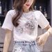 Women's clothing white t-shirt for women + heavy industry embroidered denim skirt suit wholesale hip skirt two-piece set_mkmklike.com